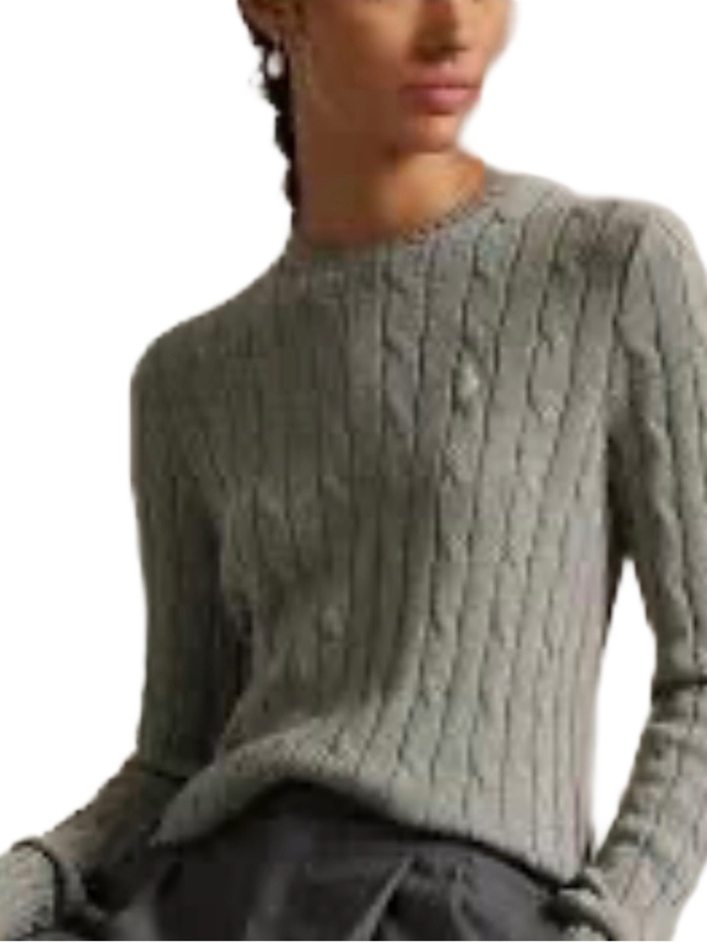 Polo Ralph Lauren Women’s Cotton Cable Knit Crew Neck Sweater Gray Size S/P EUC